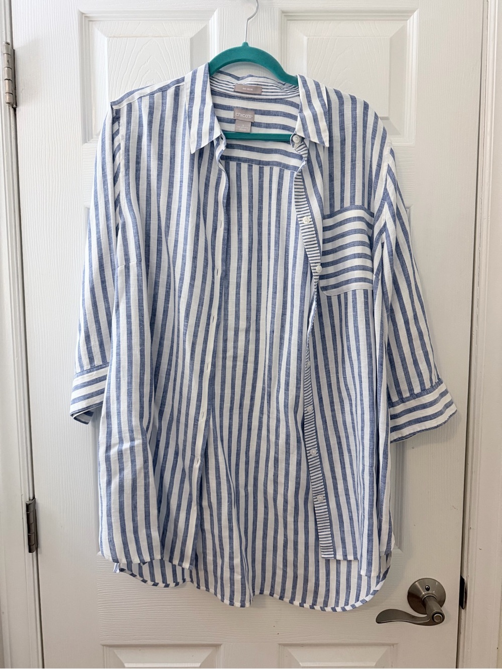 Chicos striped buttoned linen shirt sz XL (16/18)